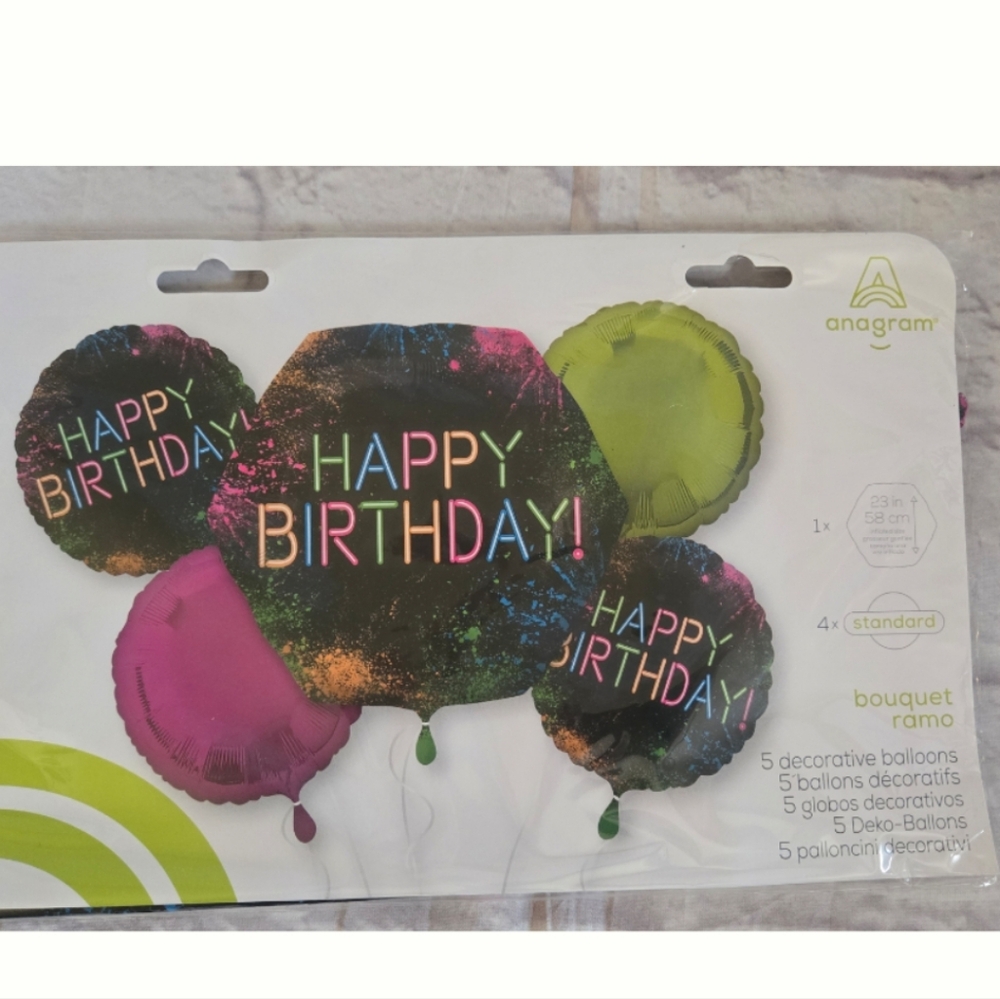 Happy Birthday Balloon Bouquet - Neon